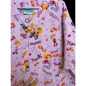 Vintage 90s Y2K Punk Rock Girls Texas Scrubs All Over Print USA Rare Sz: 2XL E7